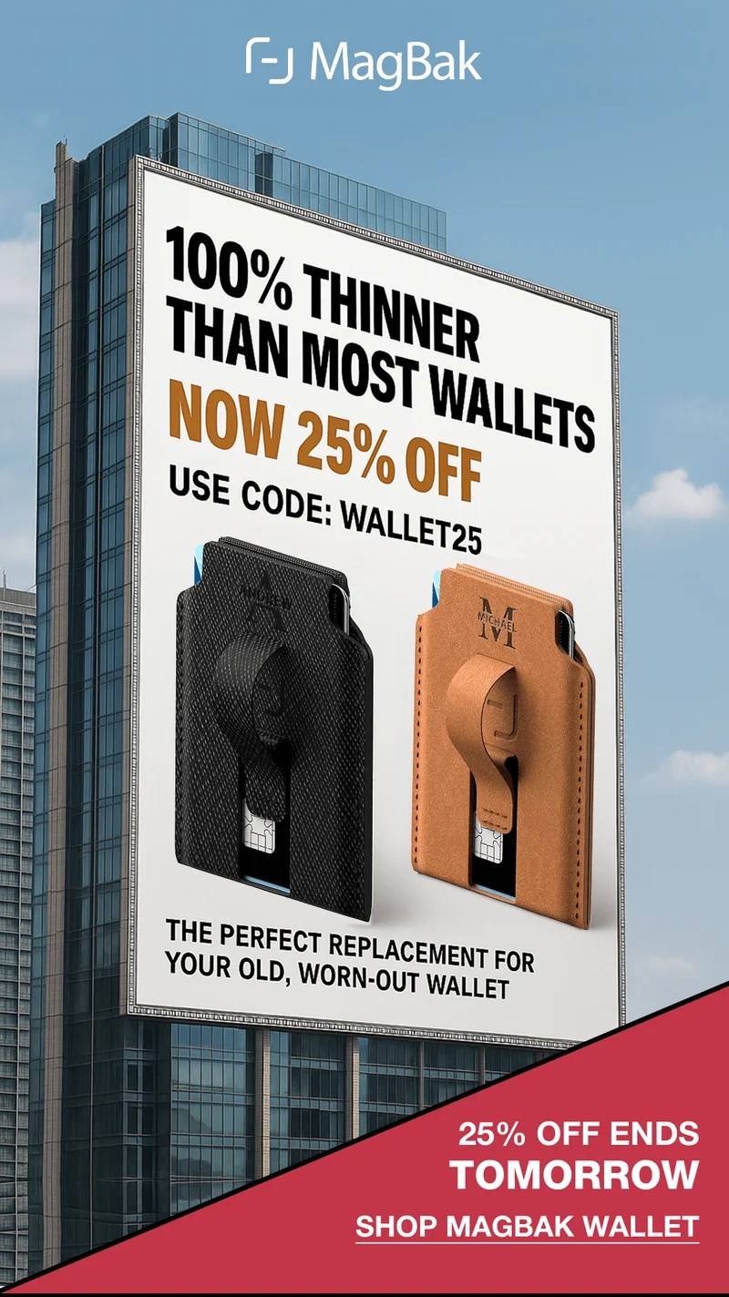 100% Thinner Than Most Wallets. Now 25% off with code WALLET25 until tomorrow. The perfect replacement for your old, worn-out wallet.