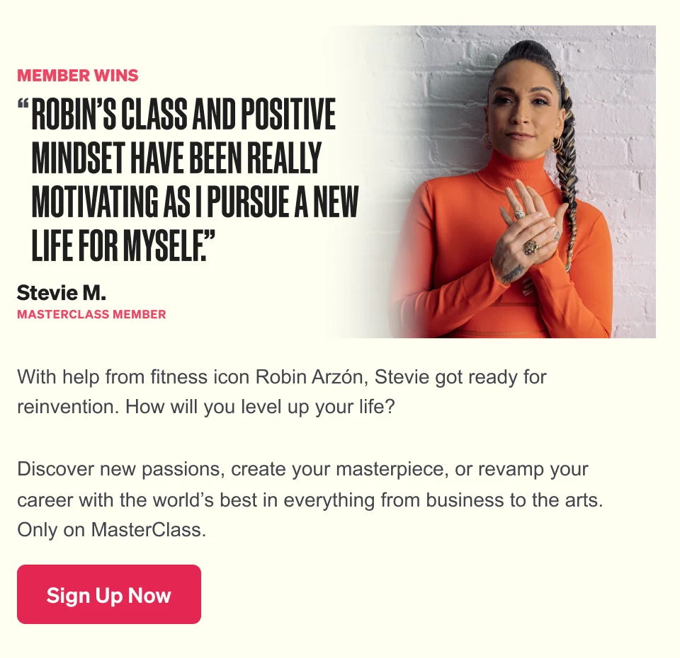 MEMBER WINS 'Robin’s class and positive mindset have been really motivating as I pursue a new life for myself.' - Stevie M, MASTERCLASS MEMBER