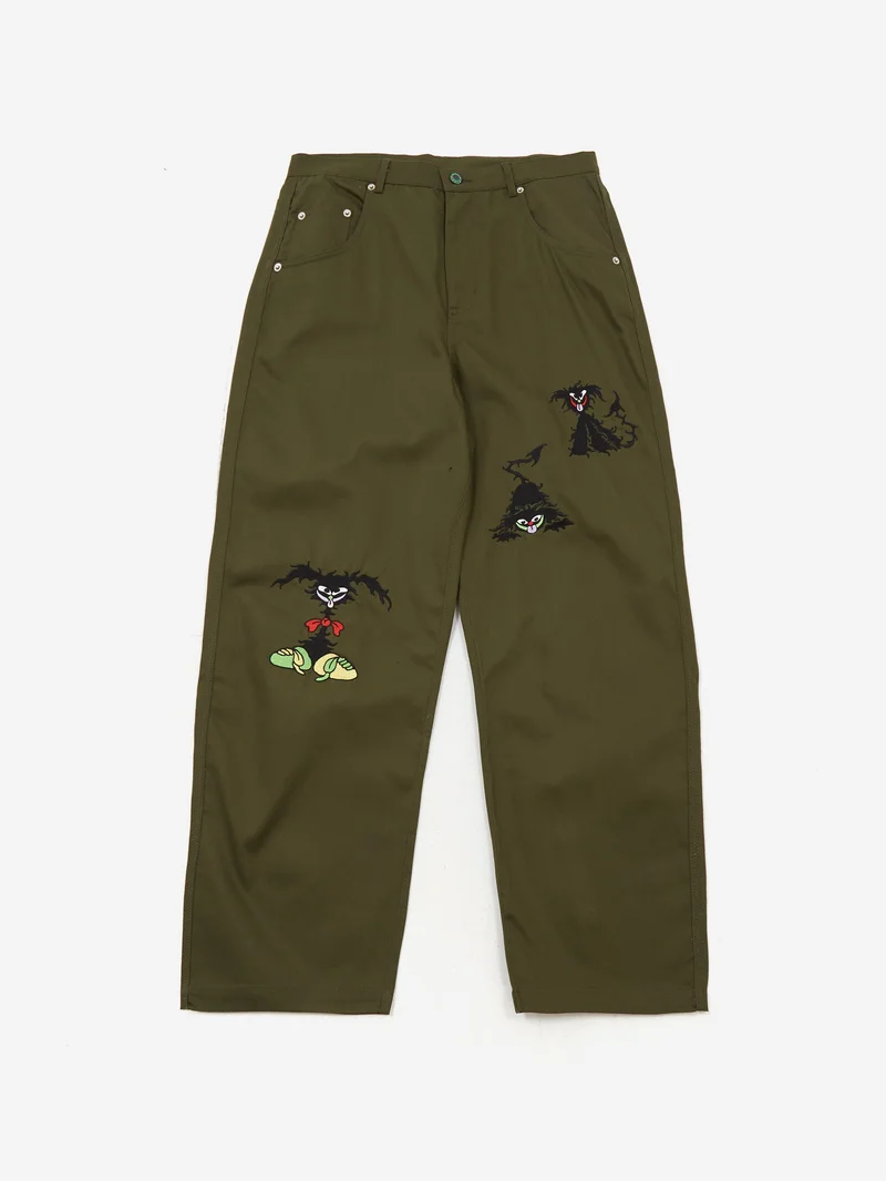 Image of Brain Dead Carigan Dog Embroidered Pant - Olive