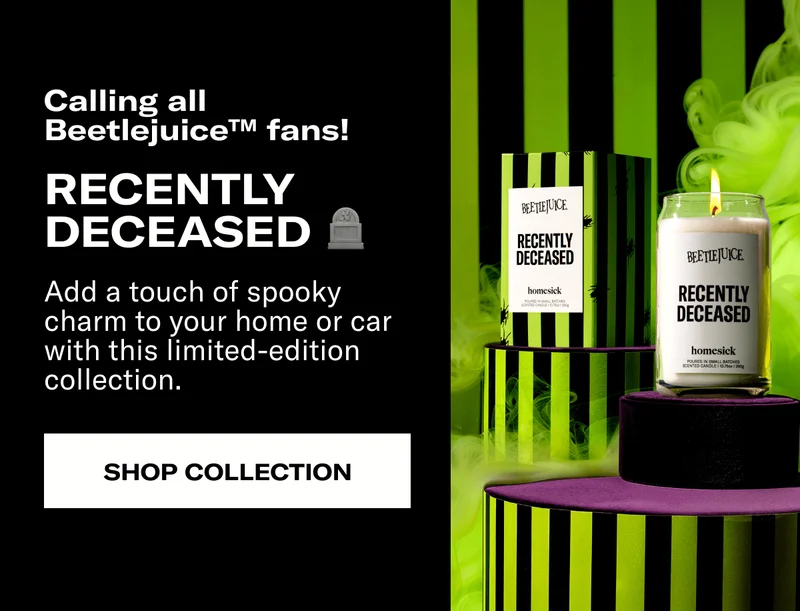 Calling all Beetlejuice™ fans! | RECENTLY DECEASED 🪦 | Add a touch of spooky charm to your home or car with this limited-edition collection. | SHOP COLLECTION