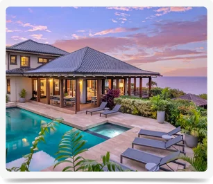 Book a coastal retreat with ocean views and luxurious sunsets.