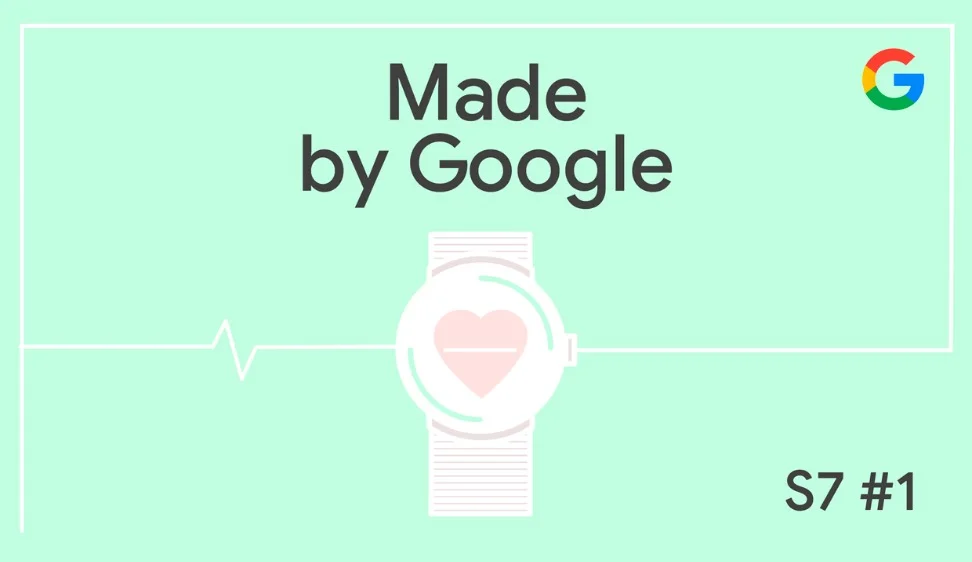 Illustration of a green box with a watch with a heart on it and the phrase 'Made by Google'