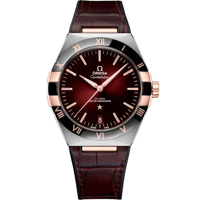 Constellation 41 mm, steel ‑ Sedna™ gold on leather strap