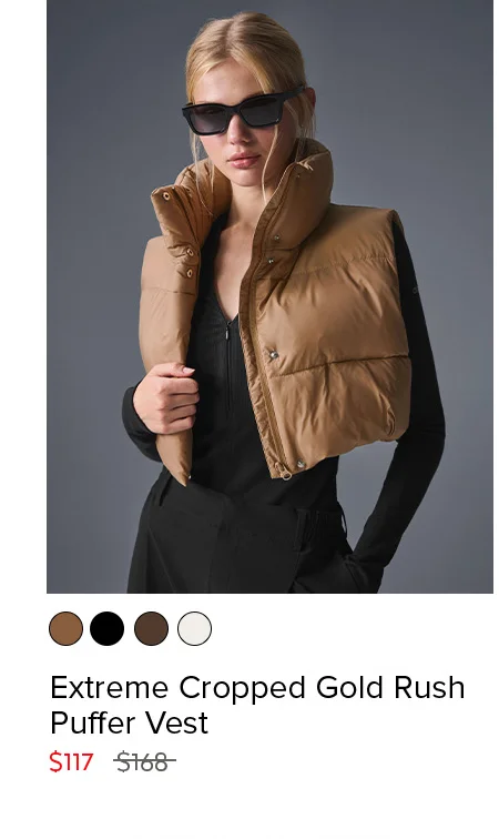 EXTREME CROPPED GOLD RUSH PUFFER VEST