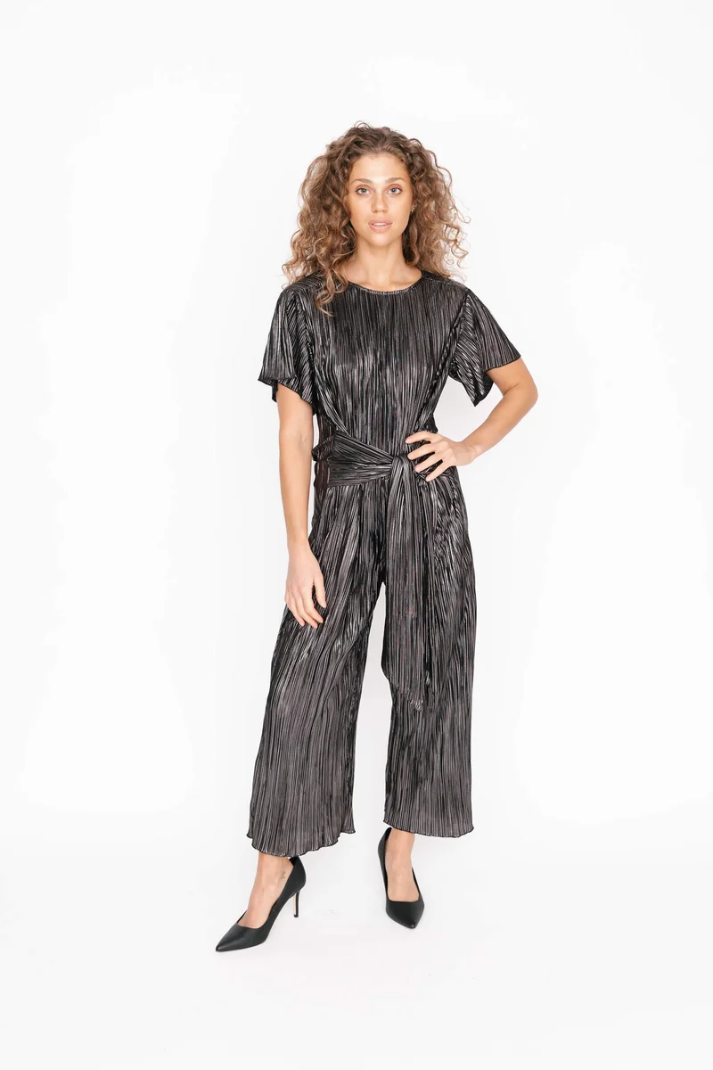Image of Tasia Jumpsuit in Black Metallic