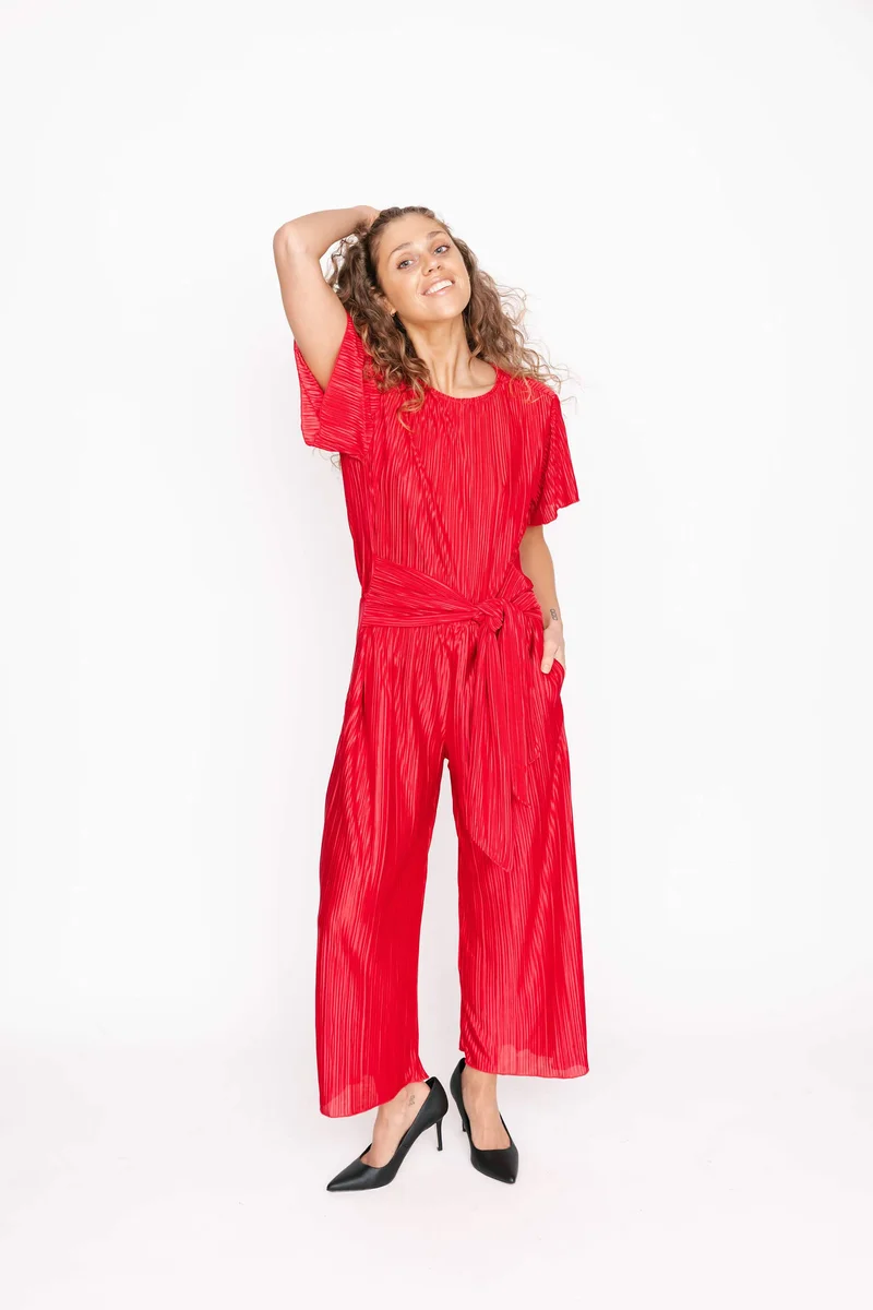 Image of Tasia Jumpsuit in Festive Red