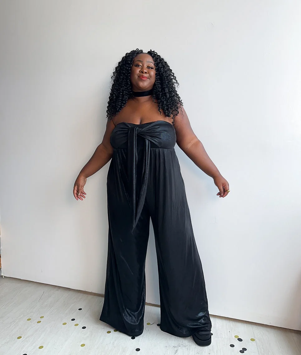 Image of Double-Take Wide Leg Jumpsuit in Black Metallic