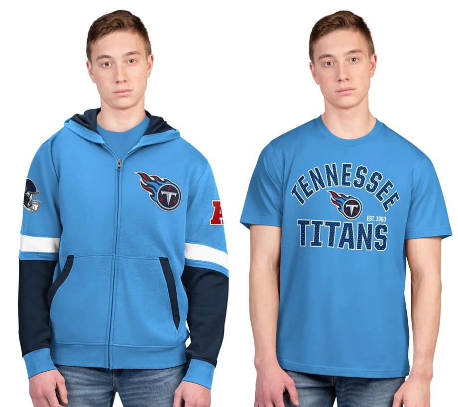 NFL Officially Licensed T-Shirt and Full-Zip Hoodie Combo