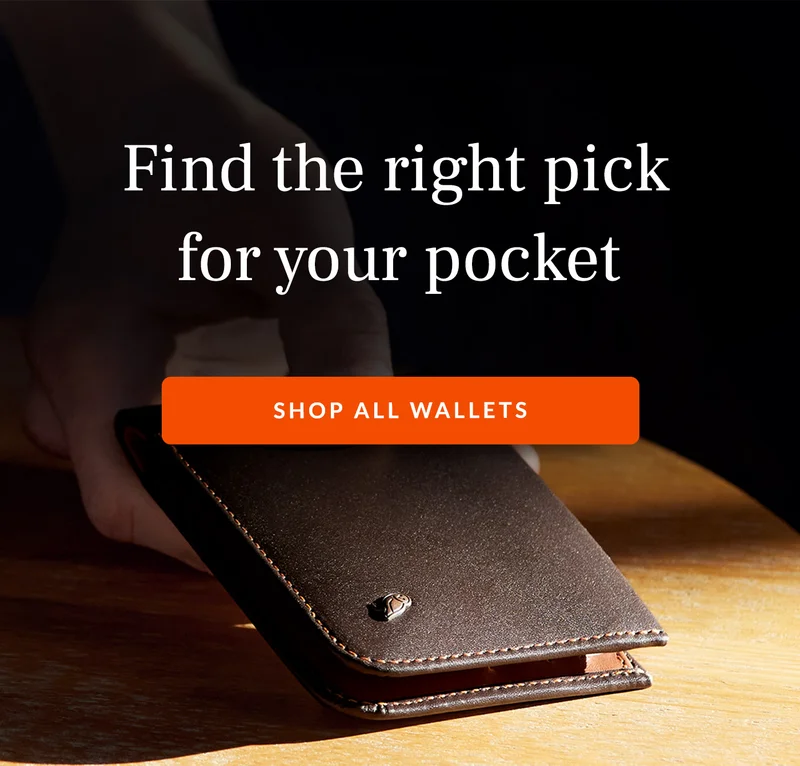 Footer: Find the right pick for your pocket CTA: Shop All Wallets