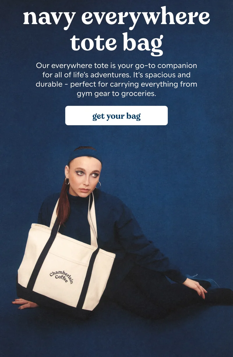 navy everywhere tote bag. shop now.