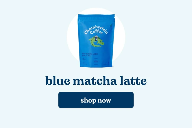 blue matcha latte. shop now.