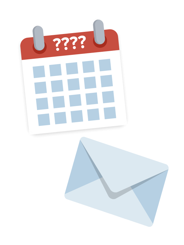 Calendar icon and an envelope icon