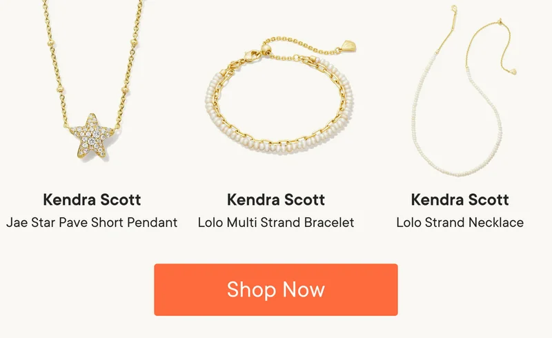 Products Shown: Kendra Scott Jae Star Pave Short Pendant, Kendra Scott Lolo Multi Strand Bracelet, and Kendra Scott Lolo Strand Necklace. Shop Now!