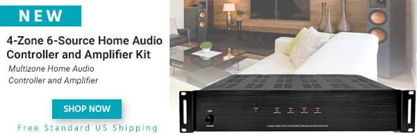 4-Zone 6-Source Home Audio Controller and Amplifier Kit