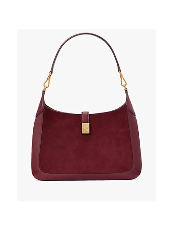 Deco Pebbled Leather & Suede Hobo Bag
