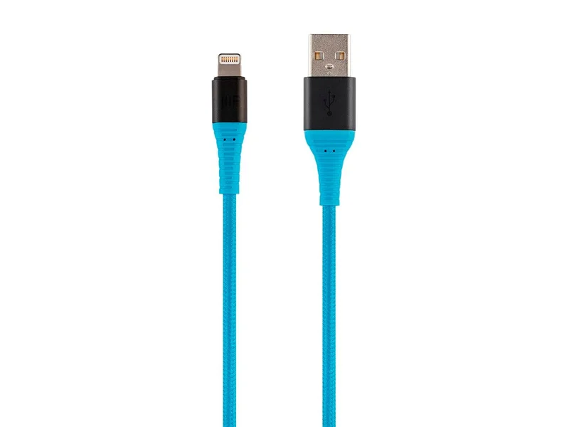 Monoprice Premium Ultra Durable Nylon Braided Apple MFi Certified Kevlar-Reinforced Lightning to USB-A Charging Cable - 6ft Blue