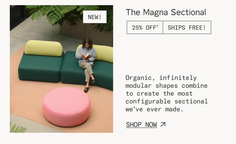 The Magna Sectional. Now 25% off with free shipping. This weekend only!