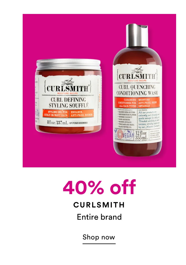 Curlsmith | 40% off | Entire brand | Shop Now