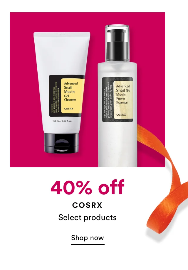 CosRx | 40% off | Select products | Shop Now