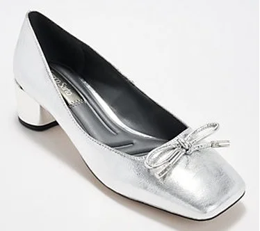 Franco Sarto Square Toe Pumps - Natalia  Size 6 Wide  Silver
