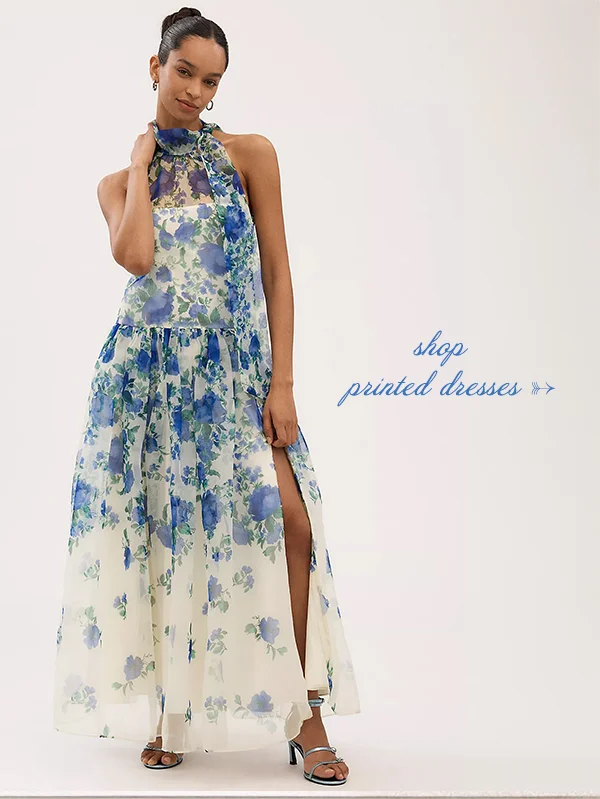 shop printed dresses