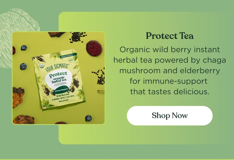 Protect Tea | Organic wild berry instant herbal tea powered by chaga mushroom and elderberry for immune-support that tastes delicious. | Shop now