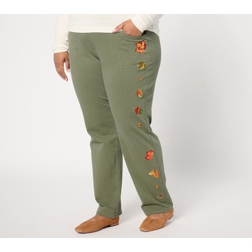 Quacker Factory Short DreamJeannes Hello Autumn Embroidery Pant