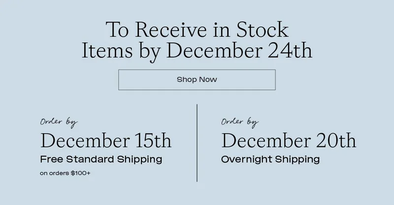 To receive in stock items by December 24th, Shop Now: