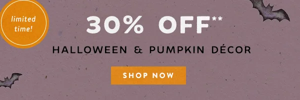 limited time! 30% off halloween and pumpkin decor, shop now