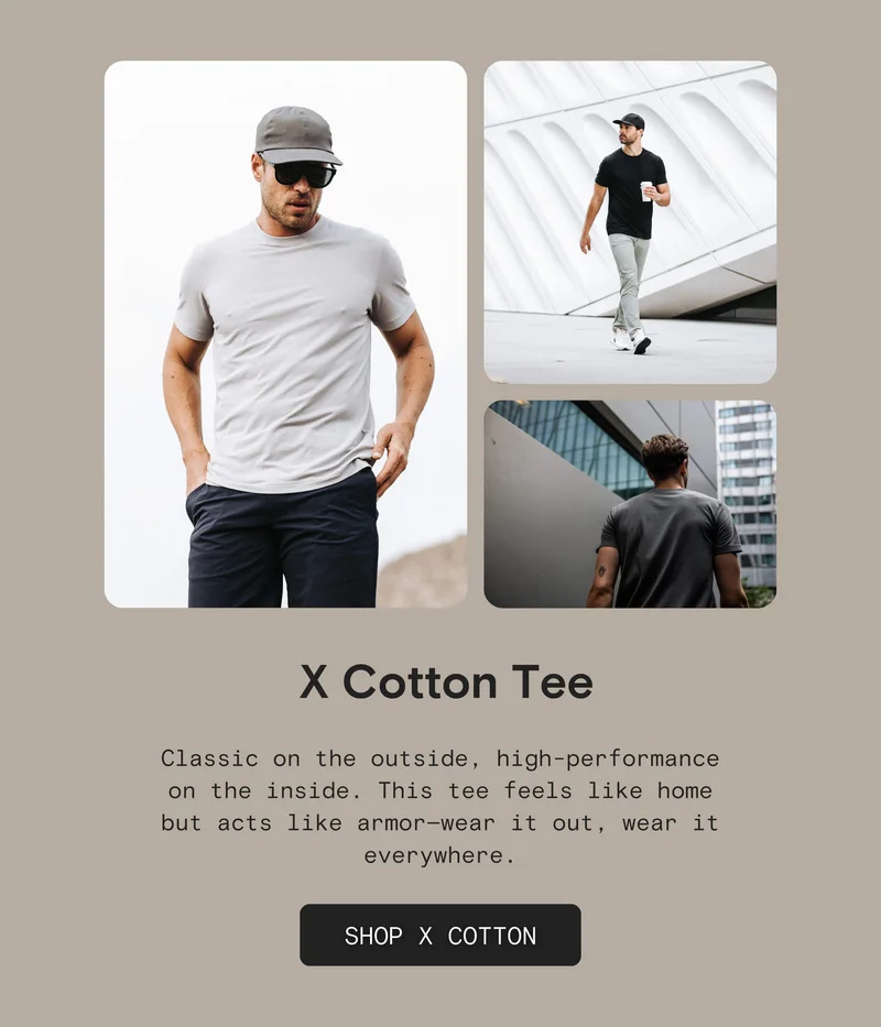 X Cotton Tee: Classic on the outside, high-performance on the inside. This tee feels like home but acts like armor—wear it out, wear it everywhere.