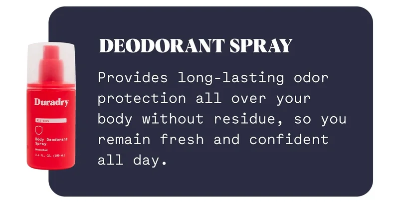 Deodorant Spray Provides long-lasting odor protection all over your body without residue, so you remain fresh and confident all day.