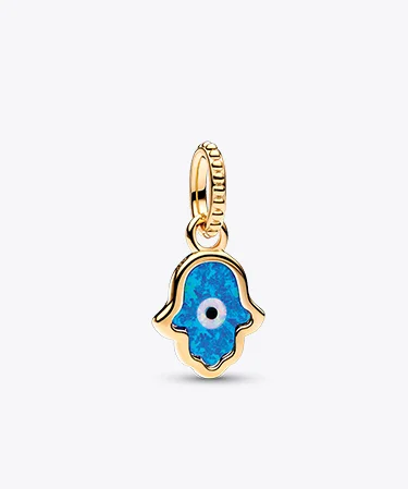 Opalescent Blue Hamsa Hand Dangle Charm