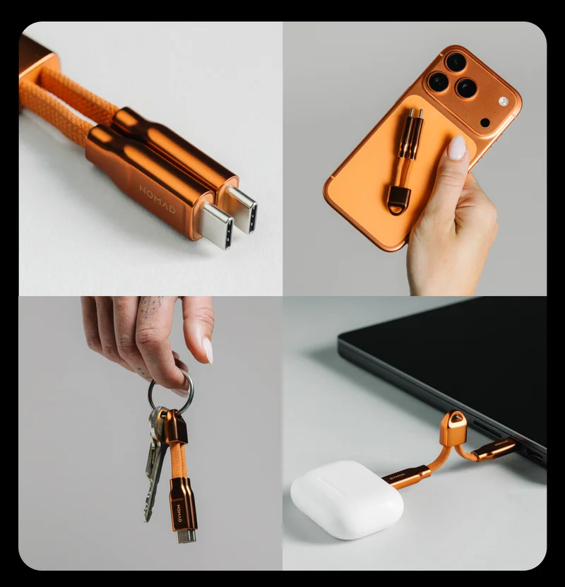 A New Generation of ChargeKey. Since its launch over 10 years ago, ChargeKey has become a Nomad essential. From day one, it's delivered fast charging and data transfer right from your keychain so you're never caught without a way to charge. And now, for the first time ever, we're excited to introduce ChargeKey in a brand new colorway. Shop Now.