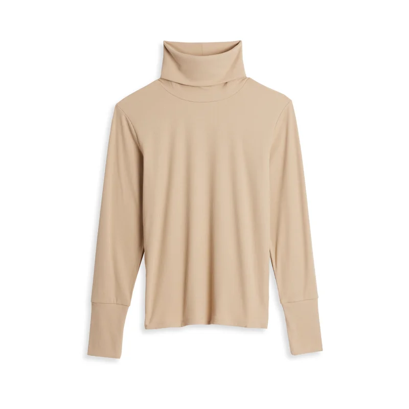 Image of Bamboo Rib Long Sleeve Turtleneck - Taupe