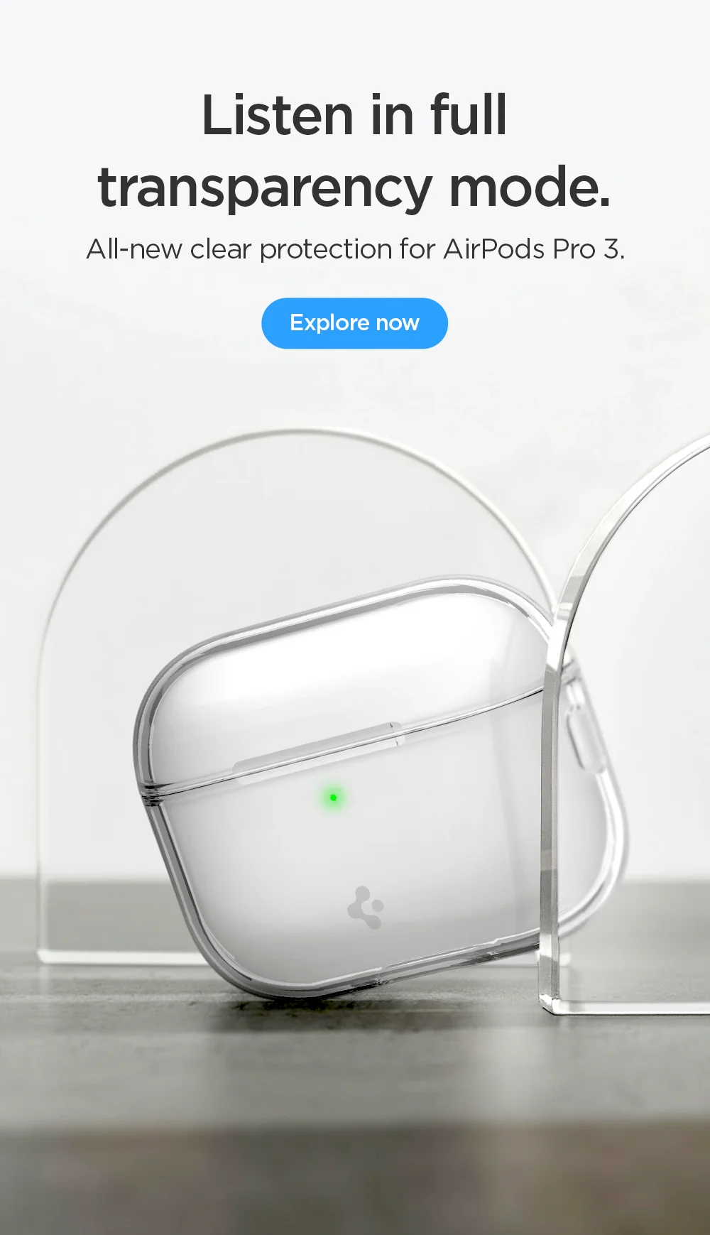 Listen in full transparency mode. All-new clear protection for AirPods Pro 3.