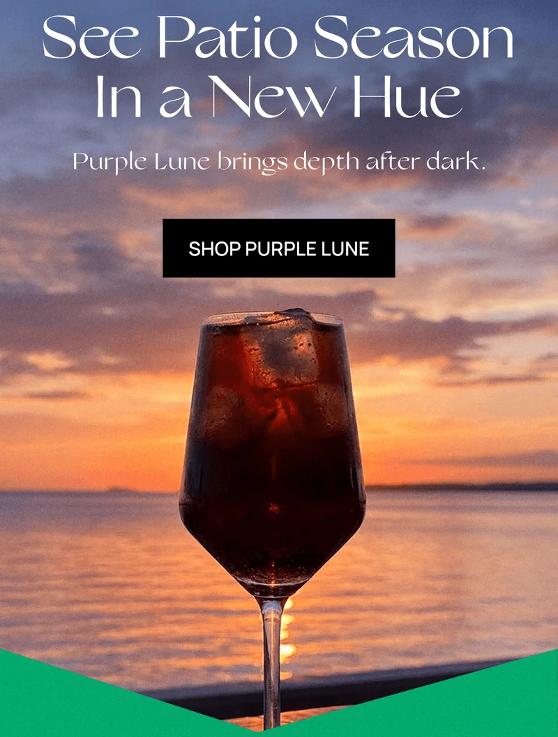 See Patio Season In a New Hue | Purple Lune brings depth after dark. | Shop Purple Lune