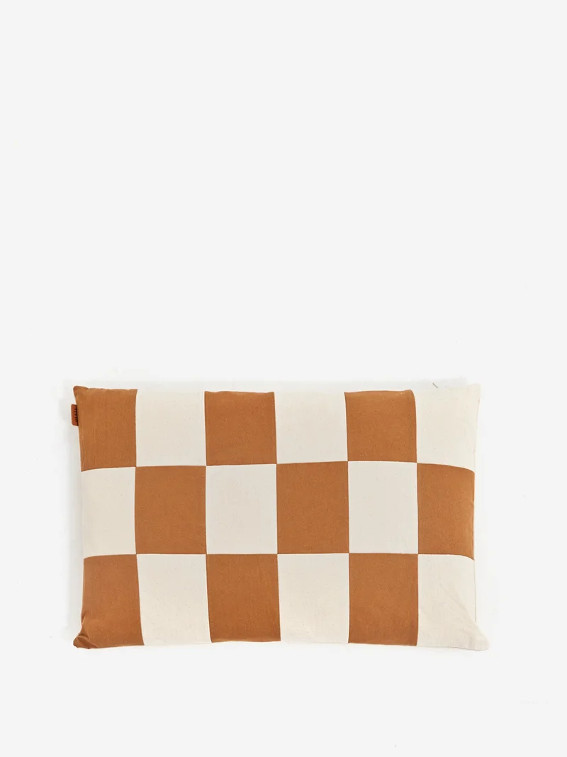 Image of ferm LIVING Fold Patchwork Cushion - Sugar Kelp/Undyed