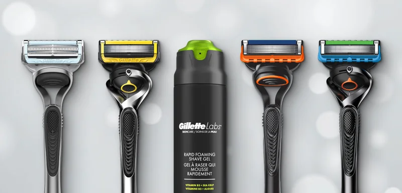 Showcase of Gillette products