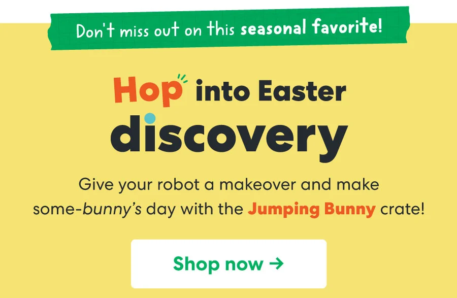 Header image featuring a festive Easter basket with a KiwiCo crate and colorful eggs.