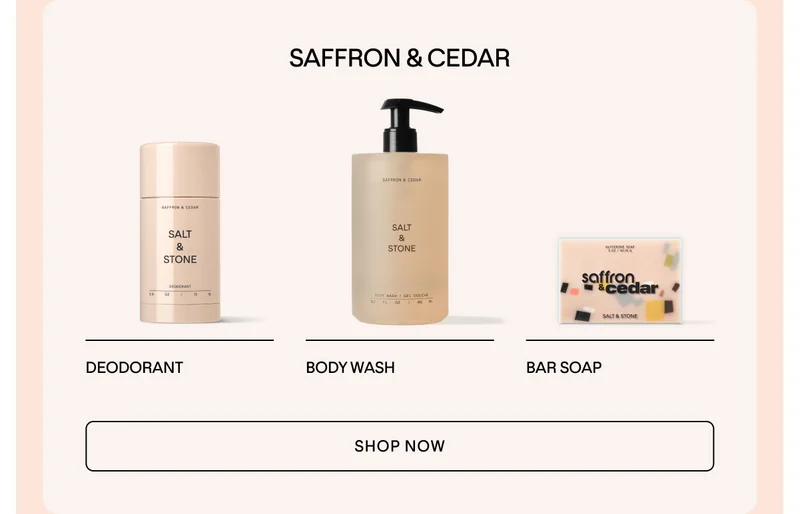 SAFFRON & CEDAR. SHOP NOW.