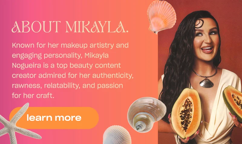 about Mikayla. Known for her makeup artistry and engaging personality, Mikayla Nogueira is a top beauty content creator admired for her authenticity, rawness, relatability, and passion for her craft.