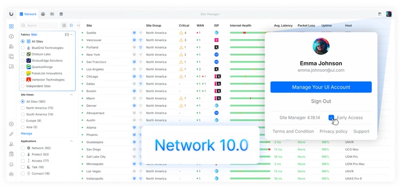 Site Manager is the next hero in the UniFi story - aligning scale, policy, and trust across every site. All license-free.