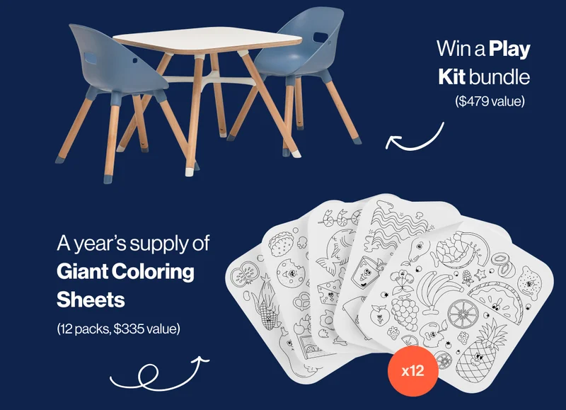 Winners will also receive: A complete  Lalo Play Kit bundle ($479 value), A year’s supply of Giant Coloring Sheets (12 packs, $335 value)