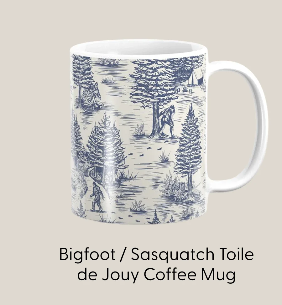 Bigfoot / Sasquatch Toile de Jouy Coffee Mug