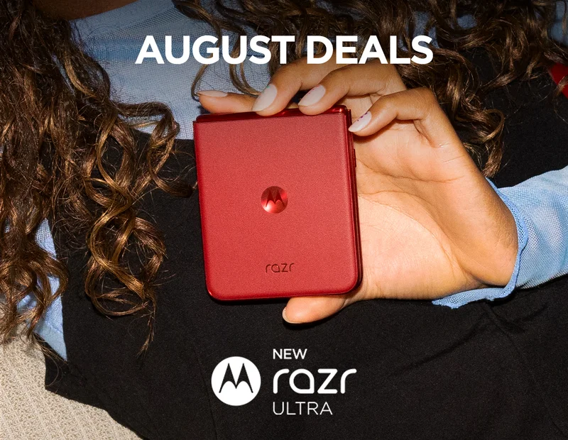 Someone holding the red new motorola razr ultra