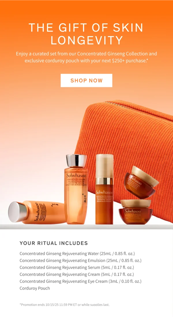 5-piece Ginseng set & corduroy pouch with $250+ purchase