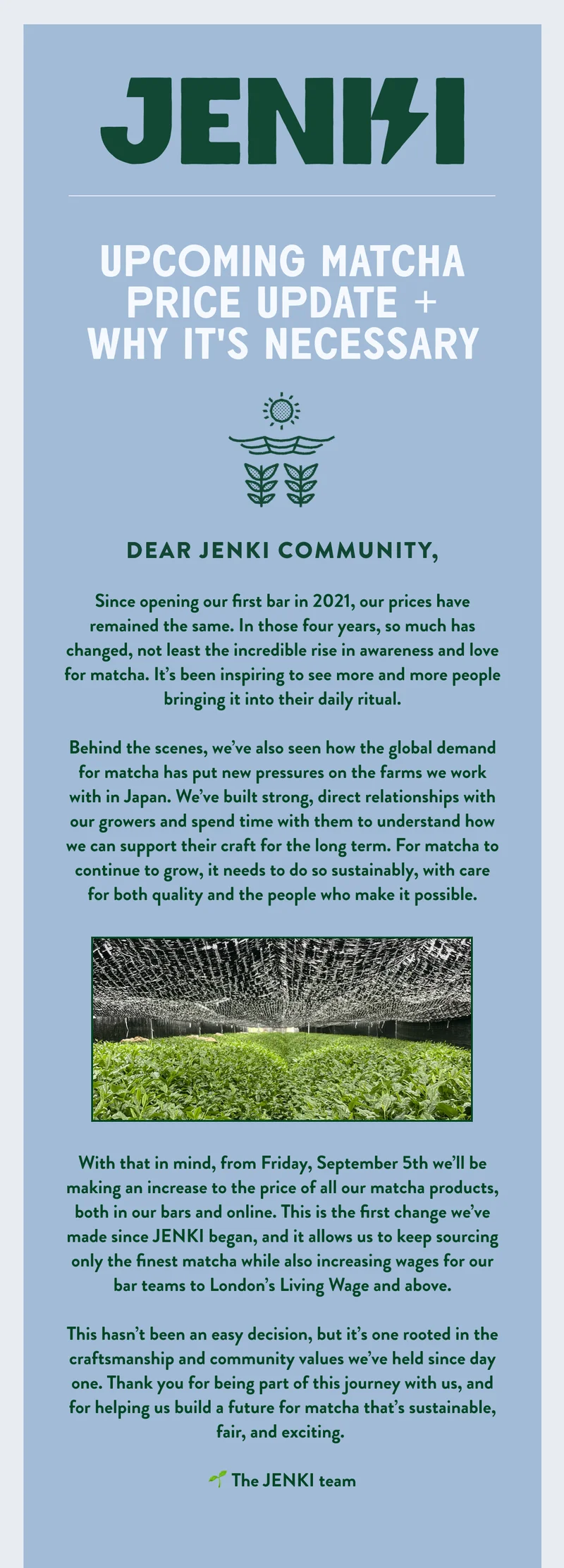 Matcha Price Update