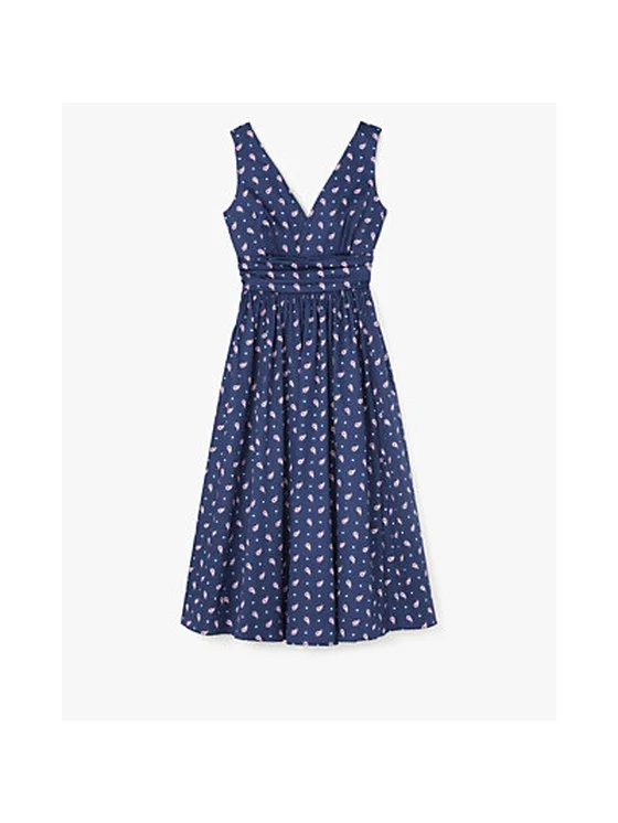Paisley Foulard V-Neck Dress