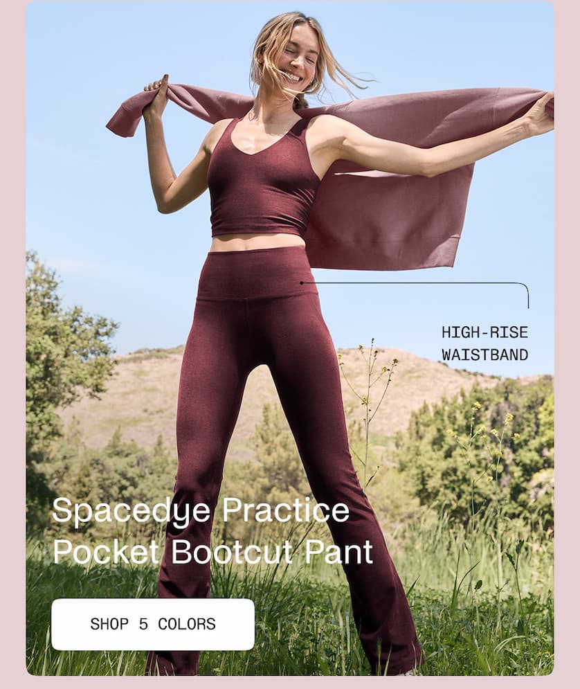 Spacedye High Waisted Practice Pocket Bootcut Pant in Midnight Burgundy Heather