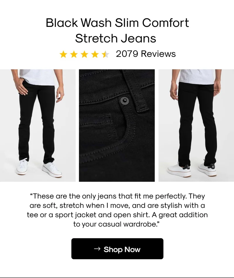 Black Wash Slim Comfort Stretch Jeans